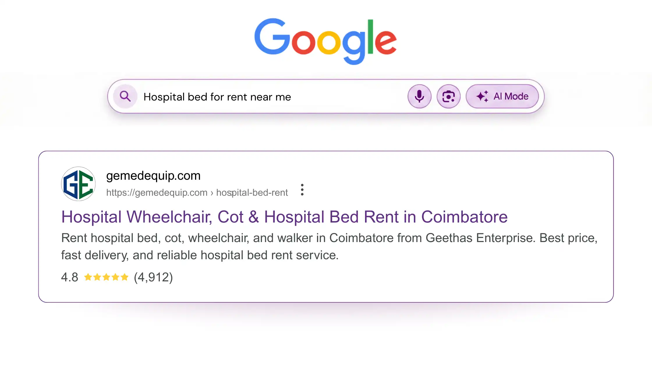 Google Search Result - Gemedequip