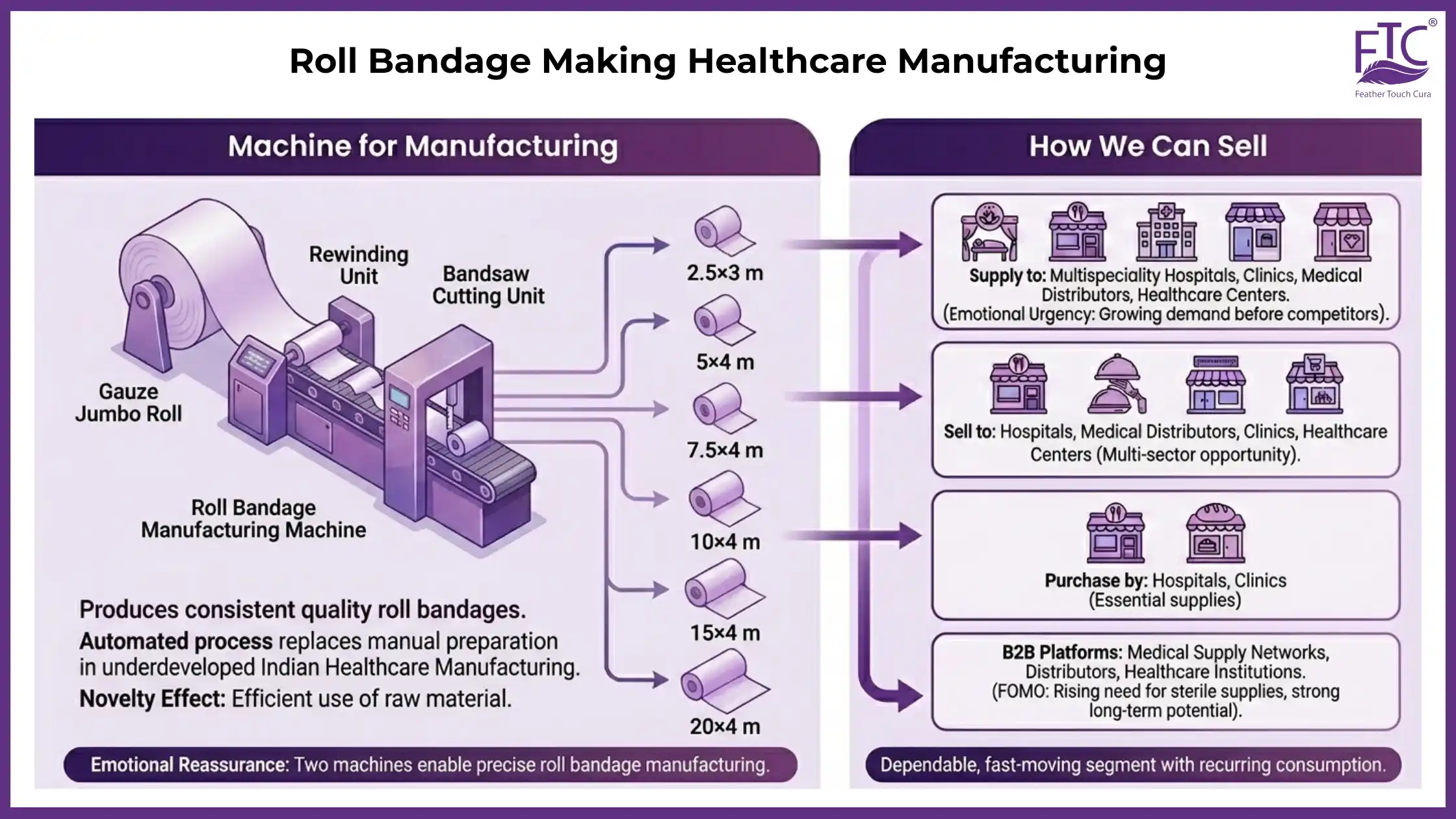 Roll Bandage Making Healthcare Manufacturing - Feather Touch Tissues (FTC) Roll Bandage Making Healthcare Manufacturing